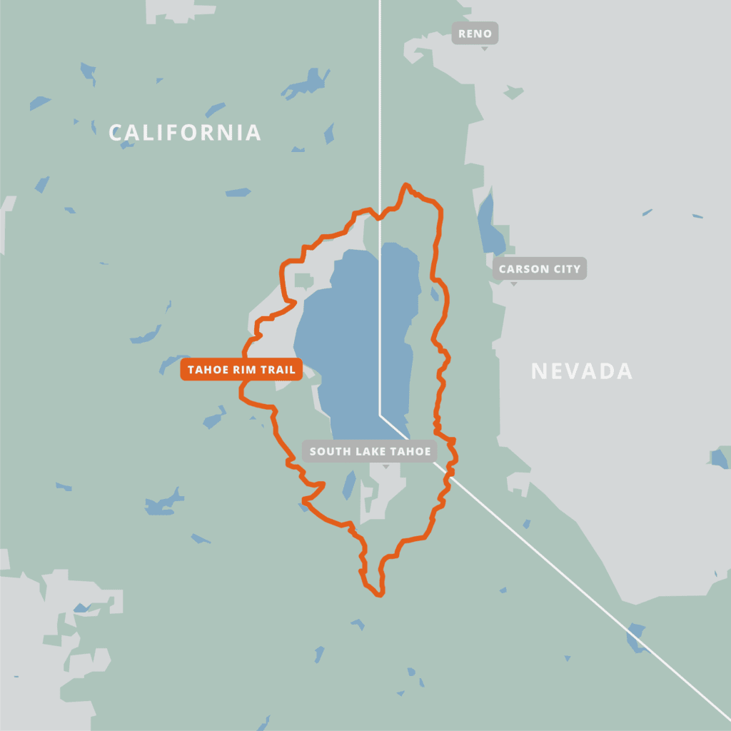 A map of the Tahoe Rim Trail.