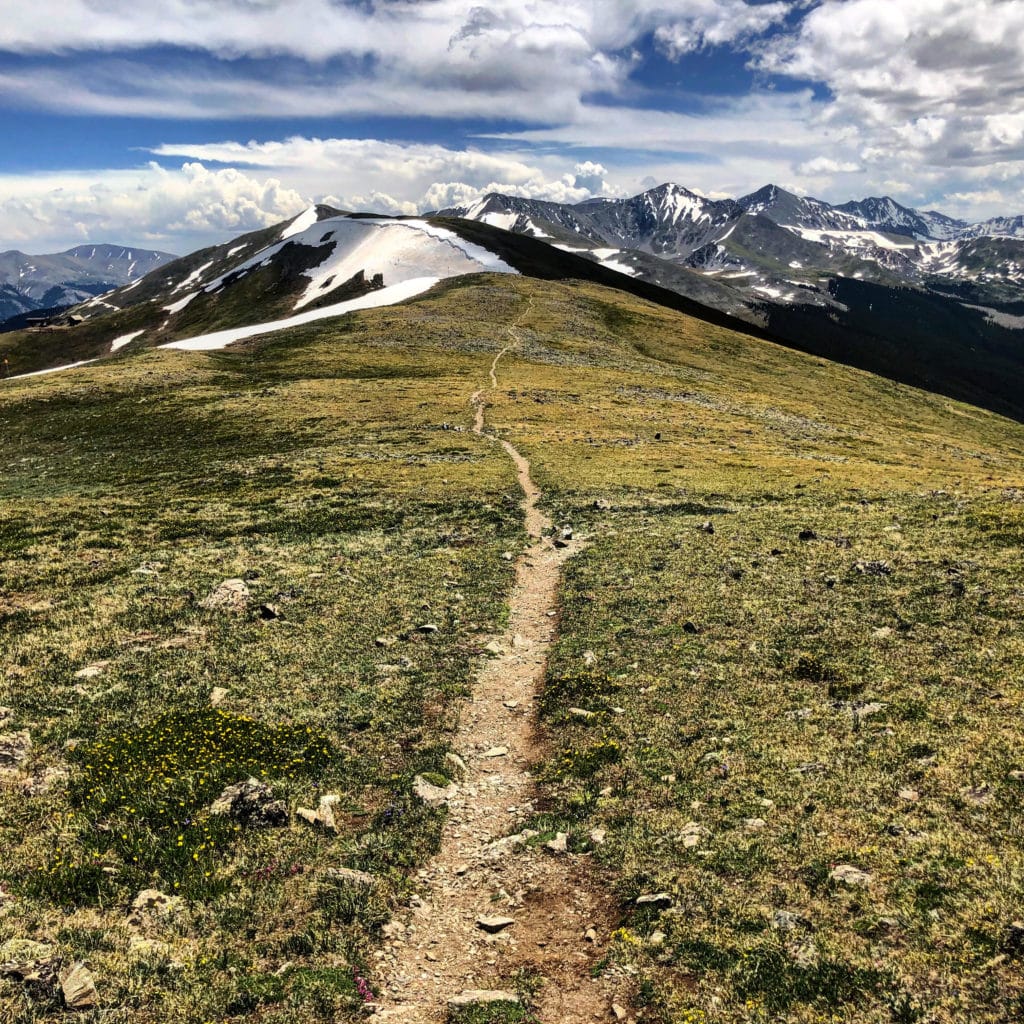 A view of a trail in the mountains.