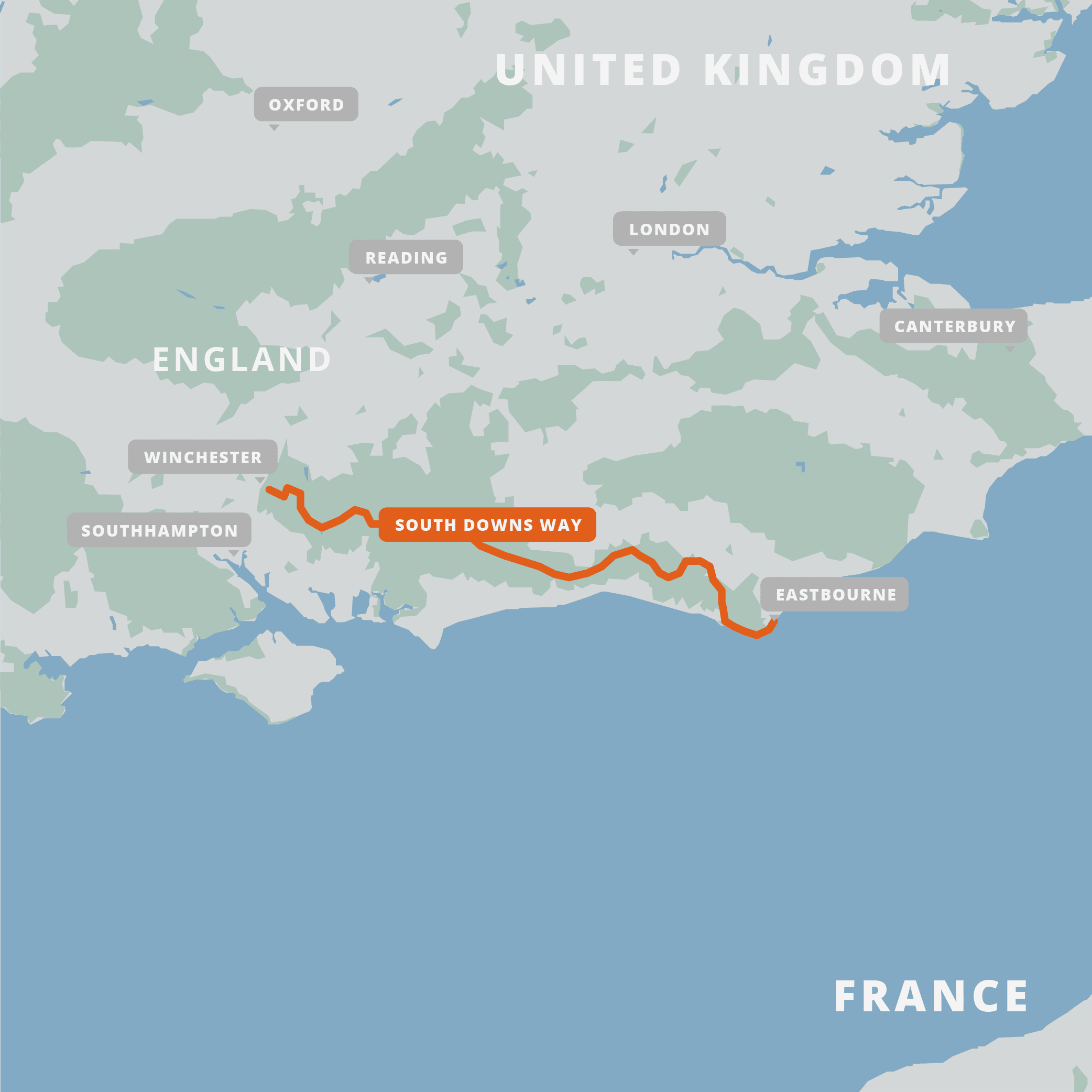 A map of the South Downs Way.