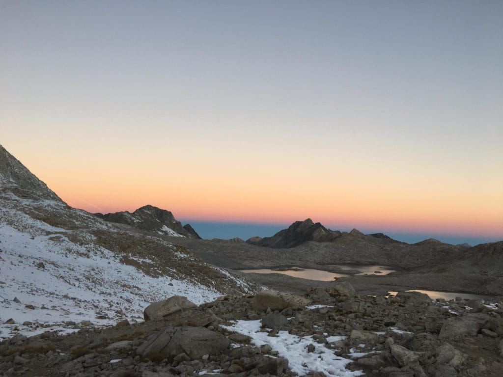 A sunset over the mountains.