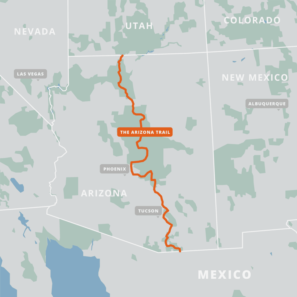 A map of the Arizona Trail.