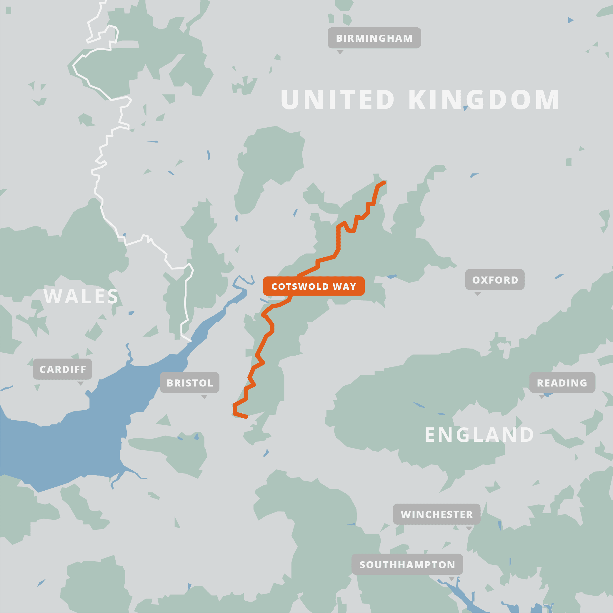 A map of the Cotswold Way.