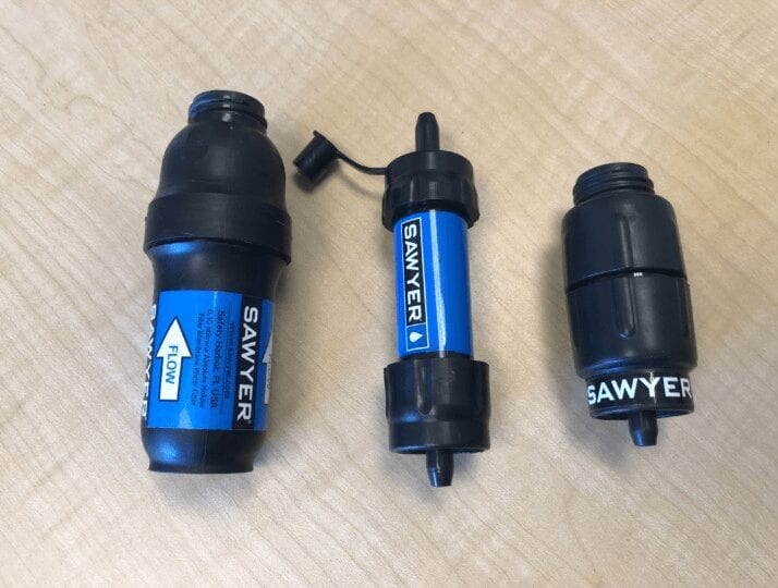Sawyer Squeeze, Sawyer Mini and the Sawyer Micro water filter shown