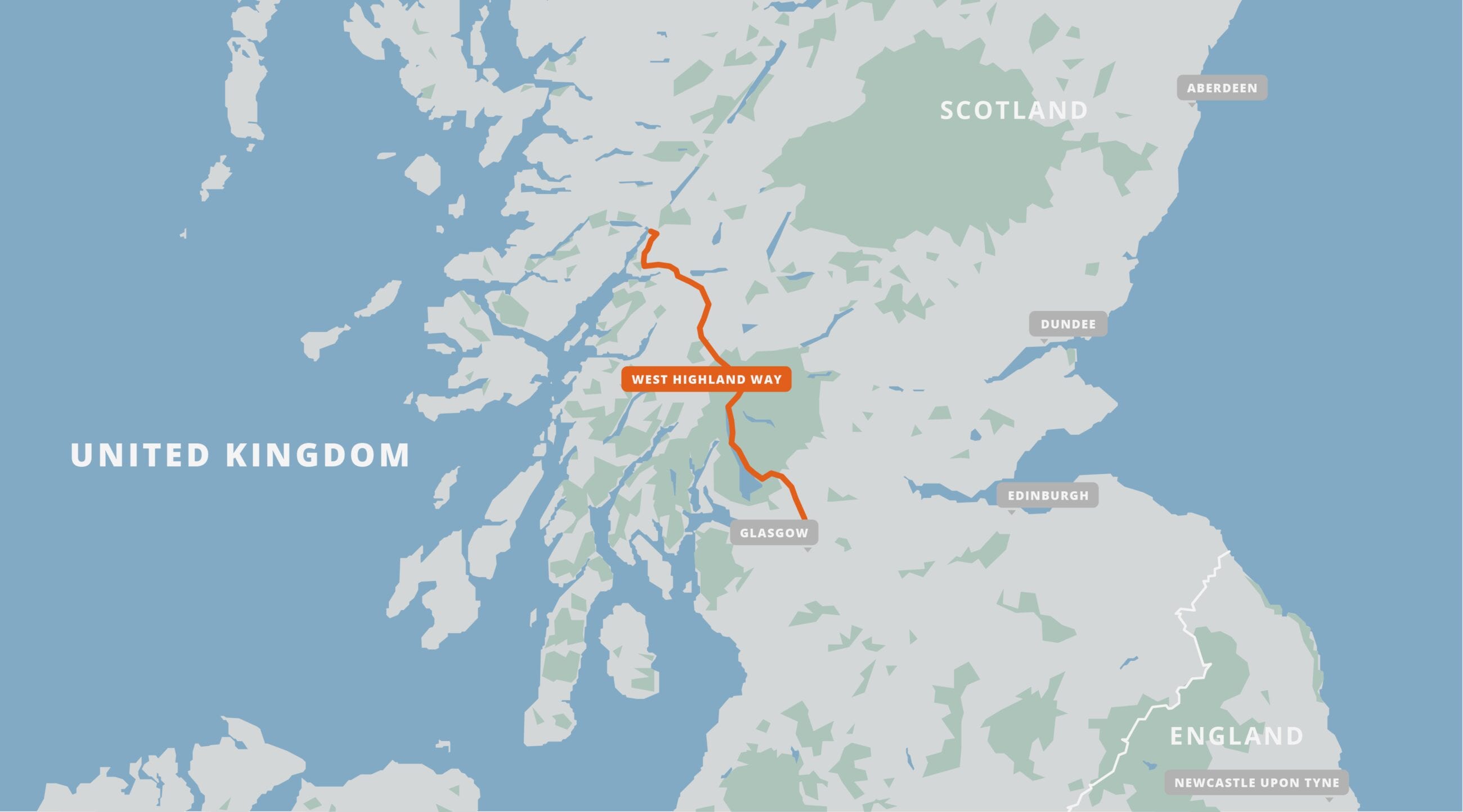 A map of the West Highland Way.