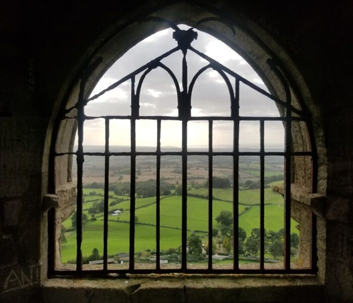 A view from a building along the Cotswold Way