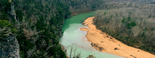 View of the river below from the Ozark Highlands Trail.