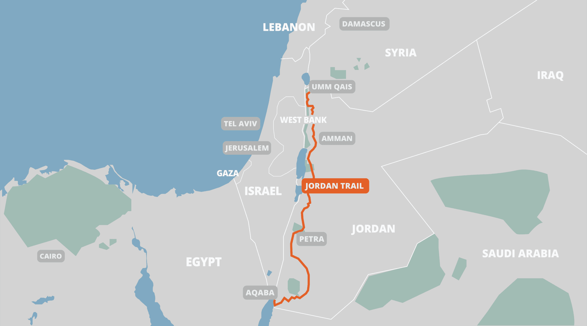 Map of the Jordan Trail