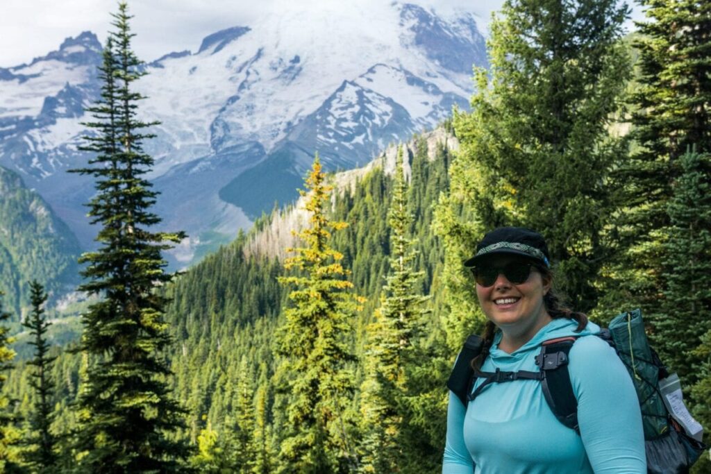 A hiker posing along the Wonderland Trail