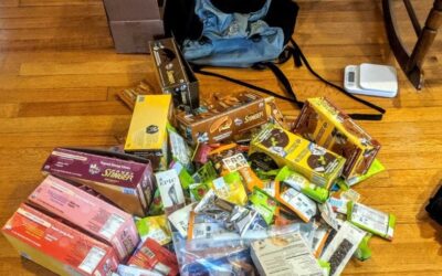 Pile of backpacking food
