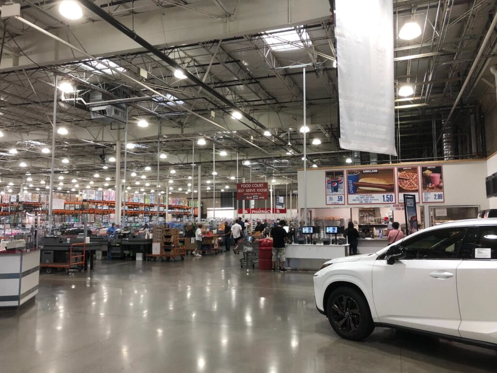 The inside of the Costco warehouse