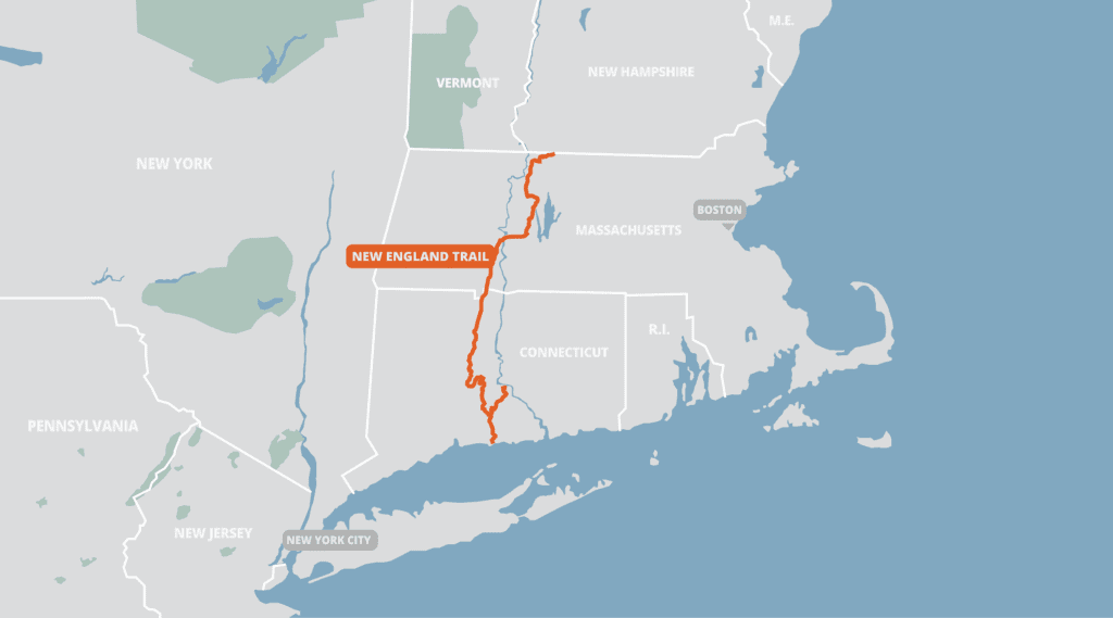 Map of the New England Trail NET