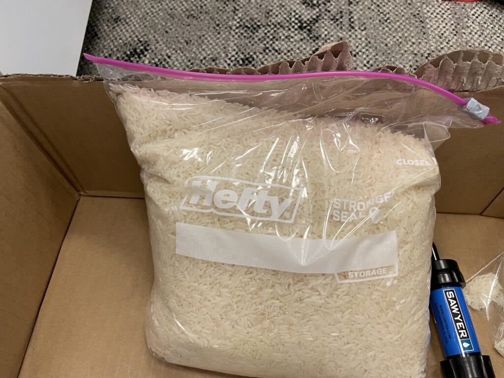 a large bag of rice