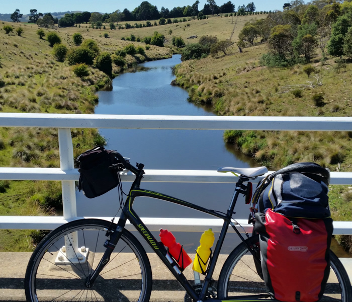 bike on a bridge along the NSW South and ACT Cycling Network