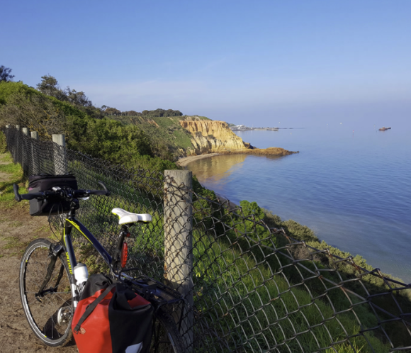 A view of some nearby cliffs on a bikepacking adventure