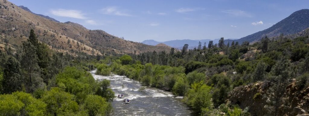 Kern River with rafters going down the river