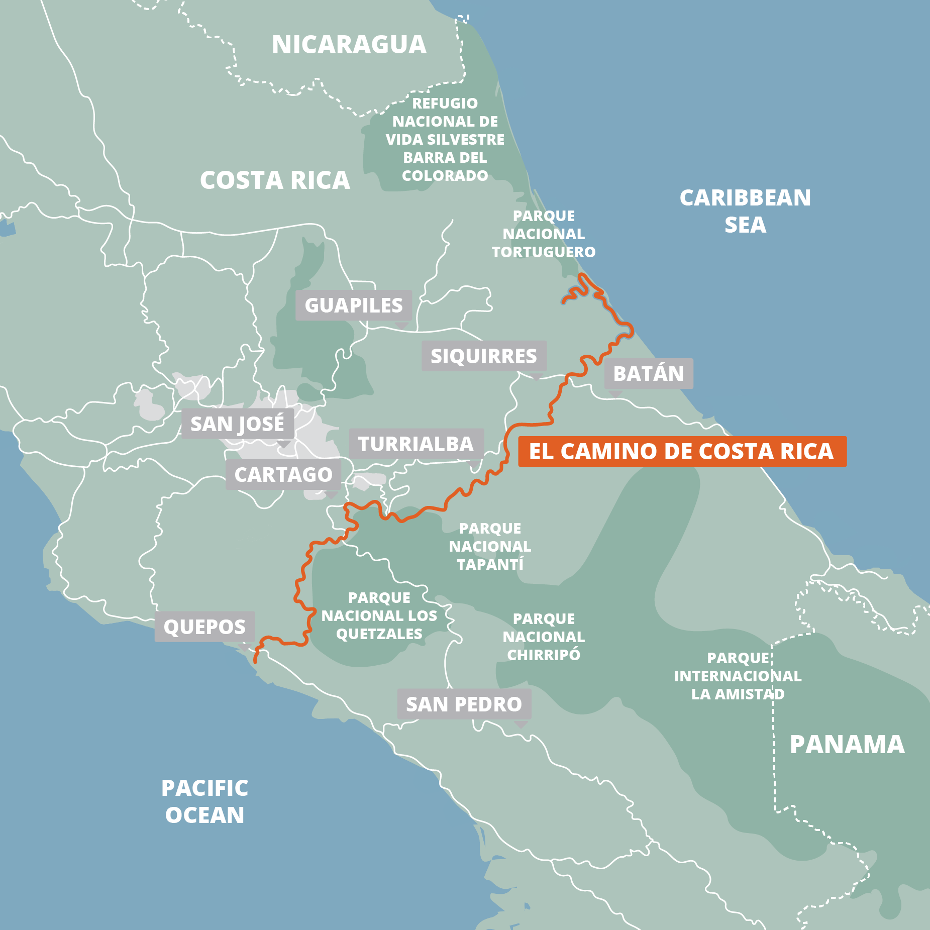 El Camino de Costa Rica FarOut map - square El Camino de Costa Rica FarOut map - square