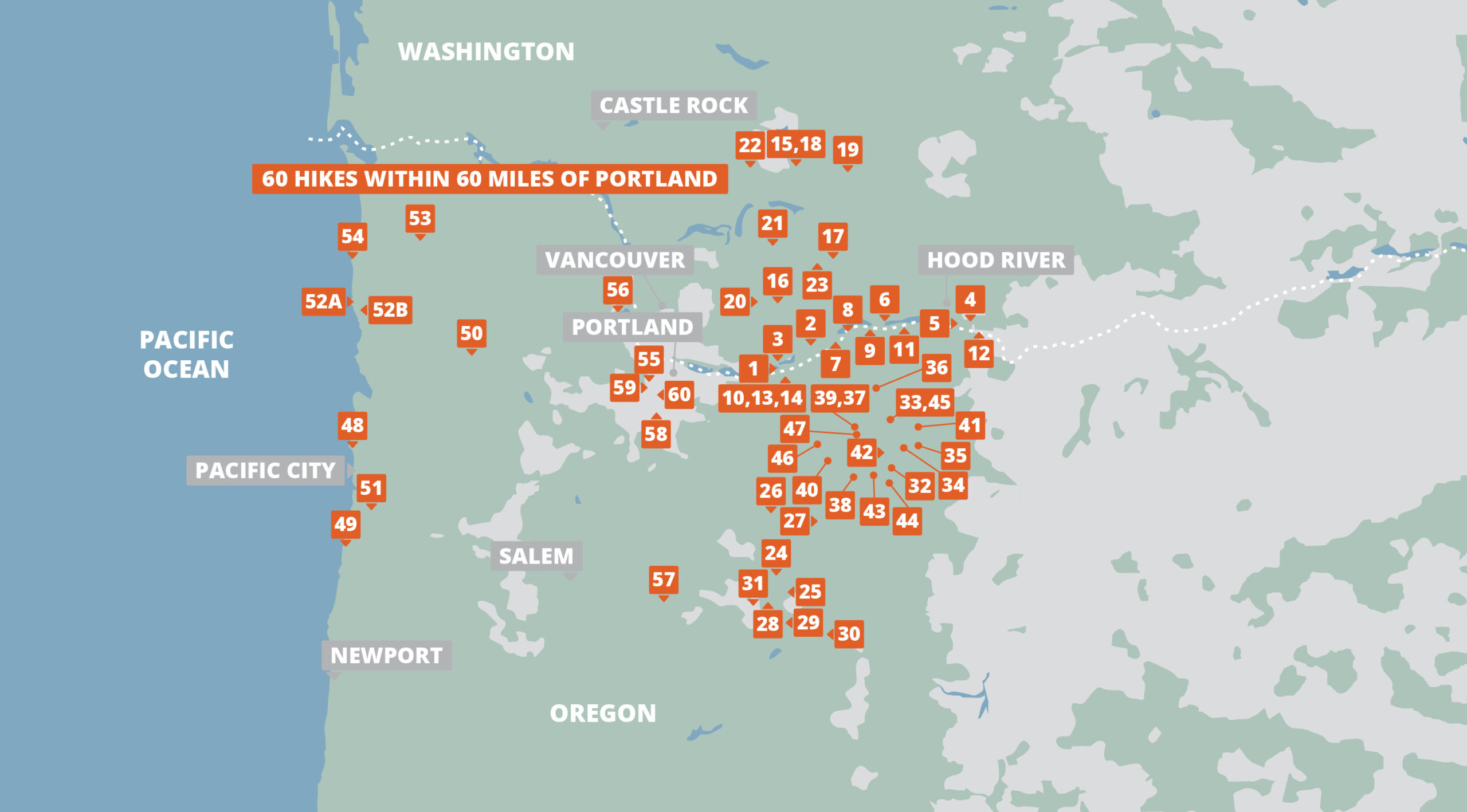 60 Hikes Within 60 Miles of Portland FarOut map