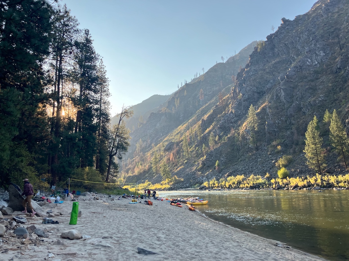 a sandy beach on the main salmon river