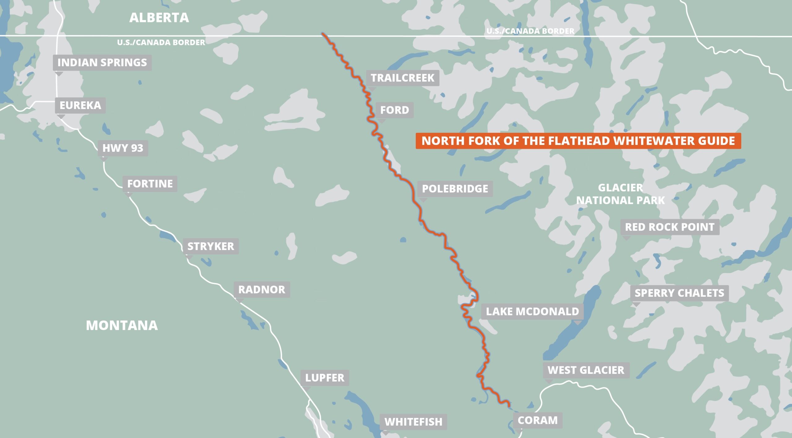North Fork of the Flathead Whitewater Guide FarOut map