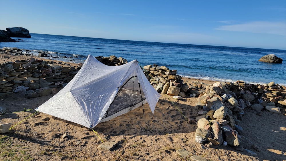 a tent on the beach of Catalina Island