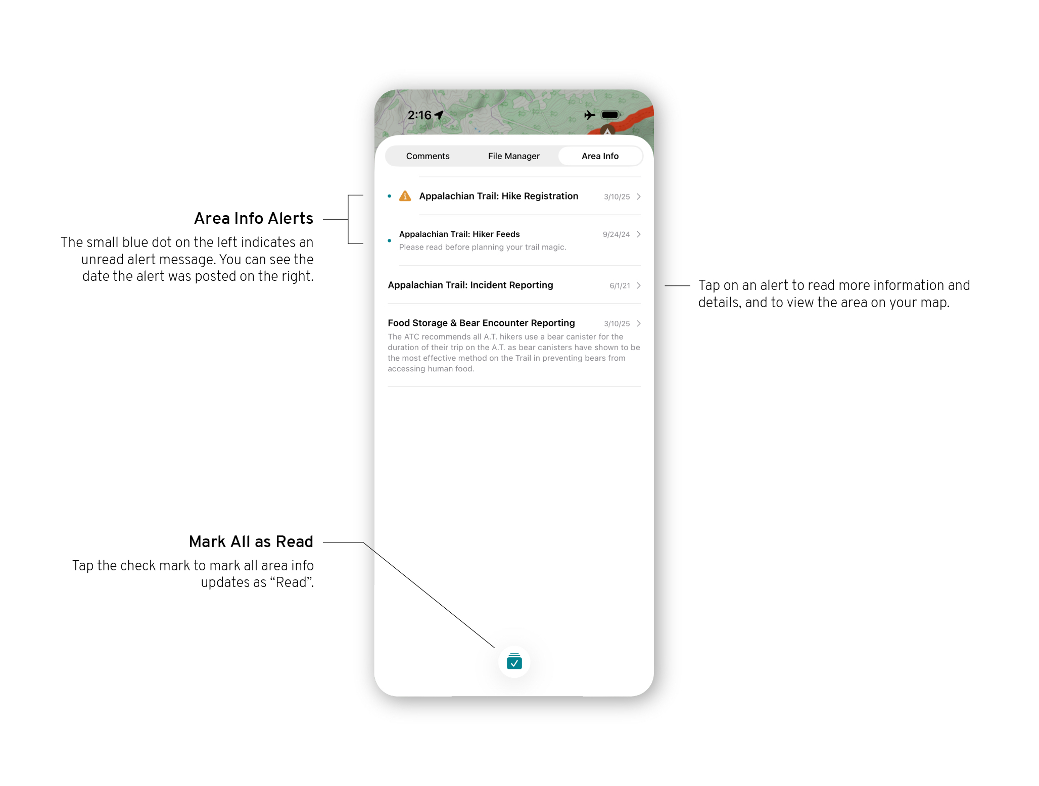 iOS26 FarOut app how to app basics - area info