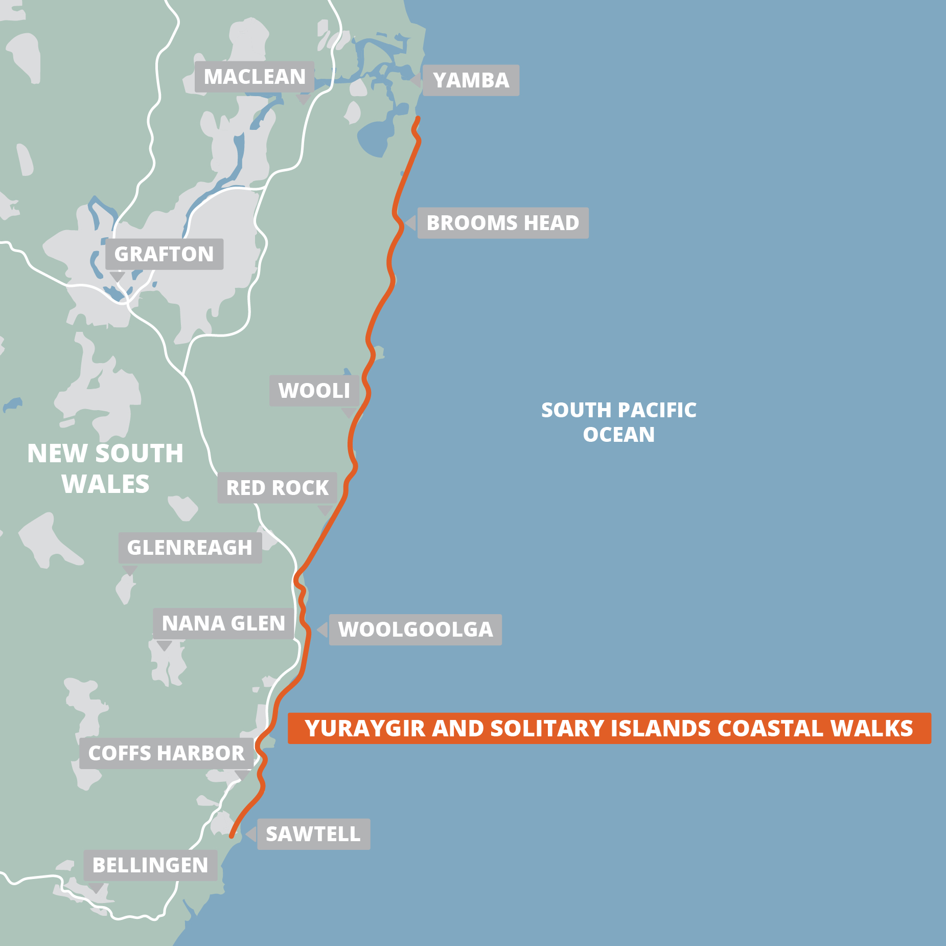 Yuraygir and Solitary Islands Coastal Walks square map Yuraygir and Solitary Islands Coastal Walks square map