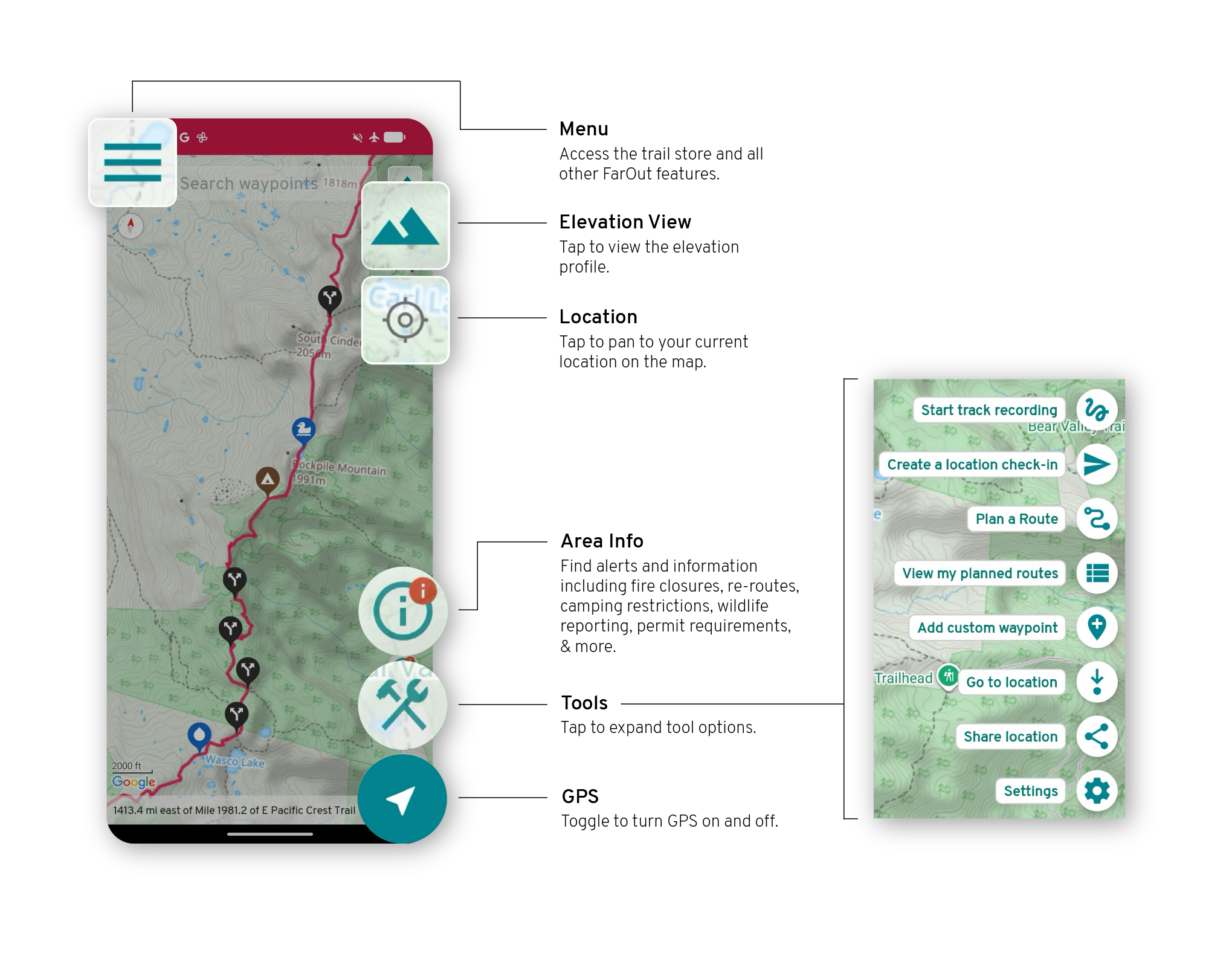 the app basics diagram for FarOut Android app guide view