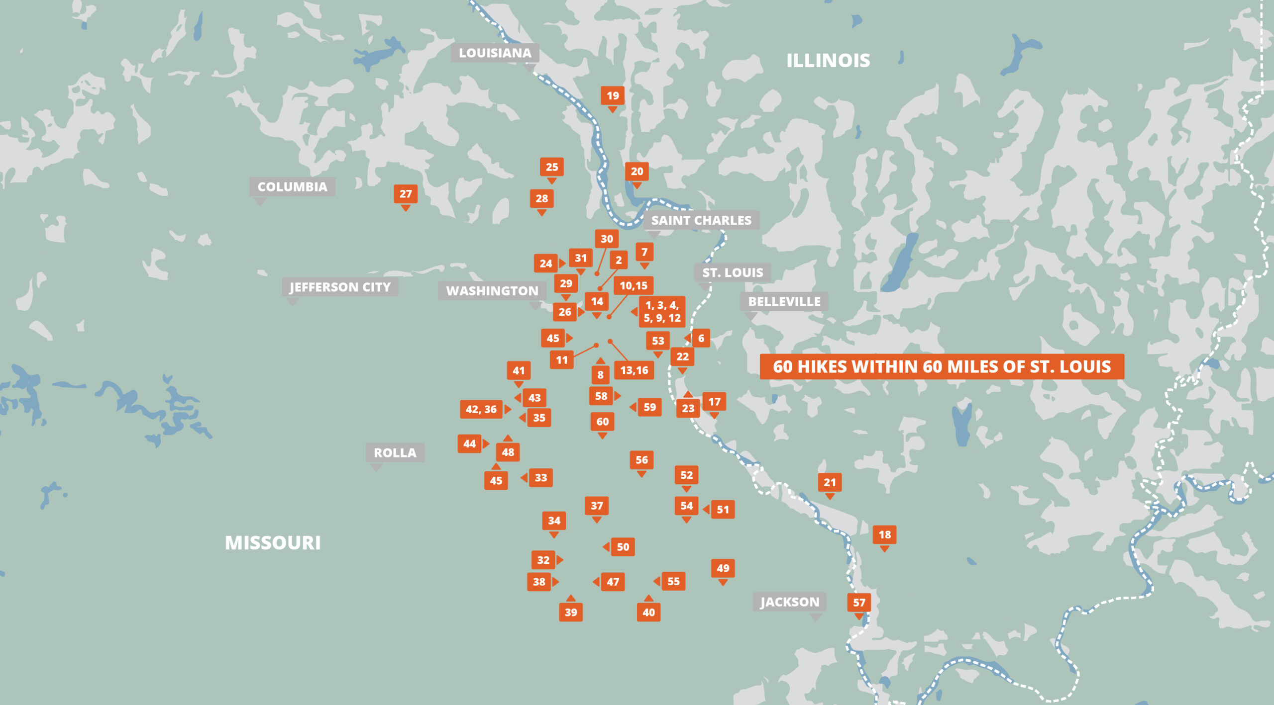 60 Hikes St. Louis FarOut map