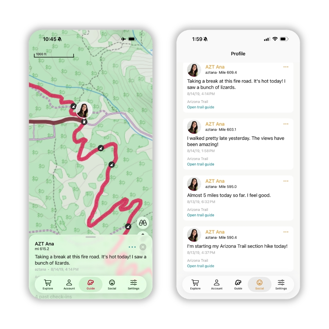FarOut app screenshots of Social Check-in on iPhone