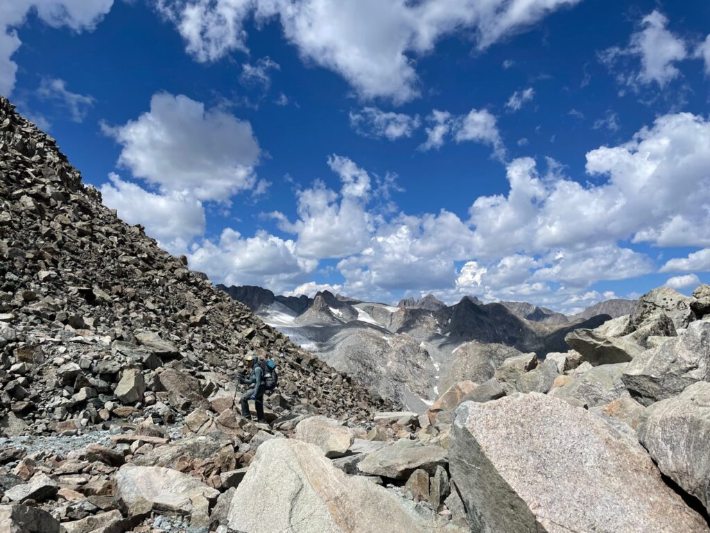 a hiker in the mountains in the Wind River Range