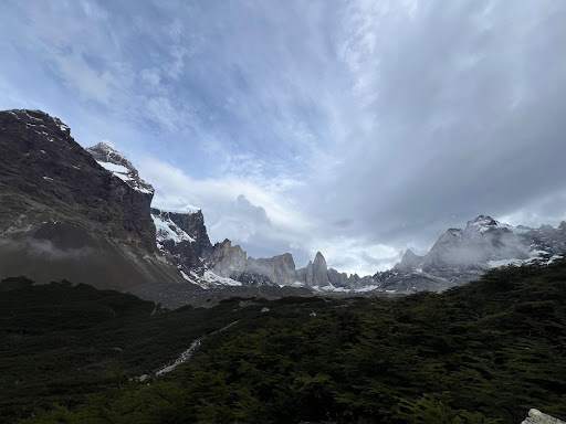 a dark mountain range on the Torres del Paine