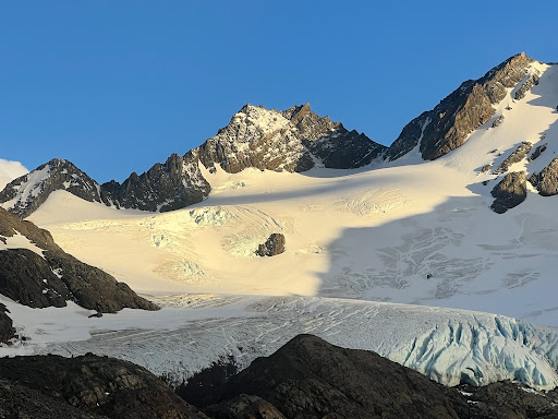 big snowy mountains on the Torres del Paine